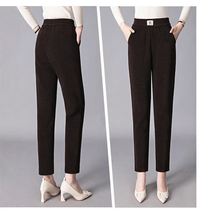 Chenille Harlan Pants Women's Winter Fleece Thickened Mom Pants