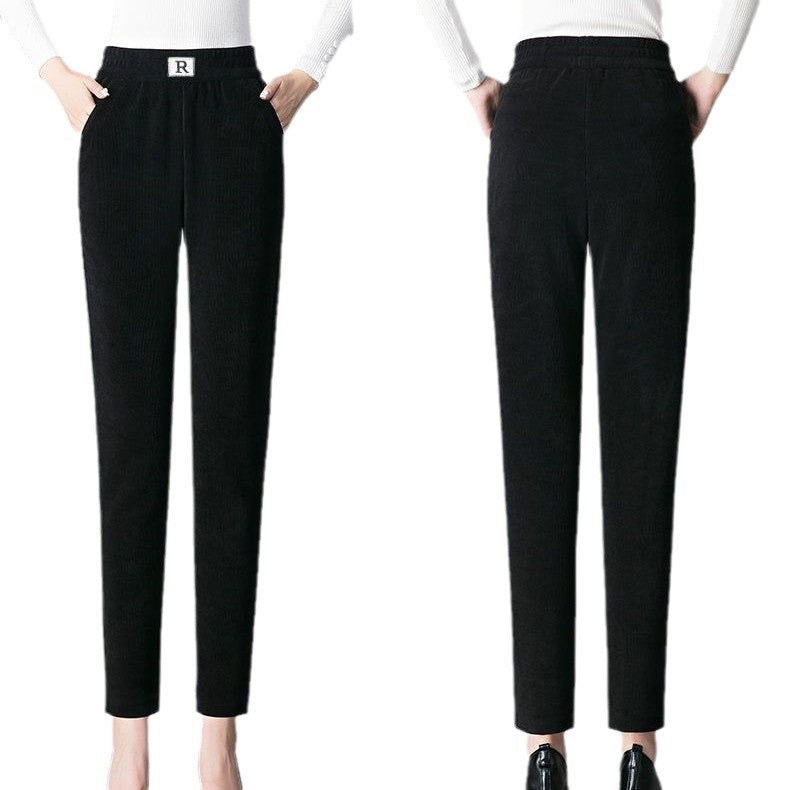 Chenille Harlan Pants Women's Winter Fleece Thickened Mom Pants