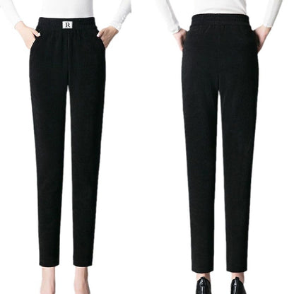 Chenille Harlan Pants Women's Winter Fleece Thickened Mom Pants