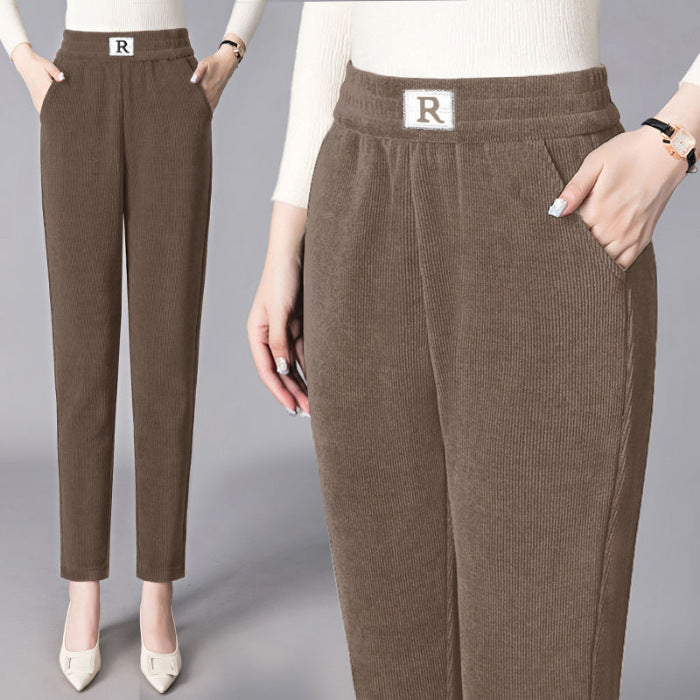 Chenille Harlan Pants Women's Winter Fleece Thickened Mom Pants
