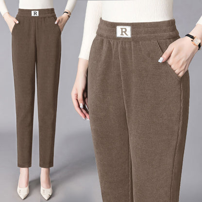 Chenille Harlan Pants Women's Winter Fleece Thickened Mom Pants