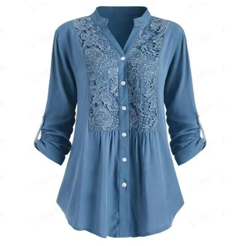 New commuter style fashion loose long-sleeved shirt for women
