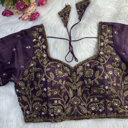 Heavy Embroidered Bridal Blouse with Star and Bead Copper Work
