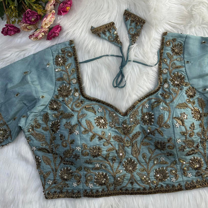 Heavy Embroidered Bridal Blouse with Star and Bead Copper Work