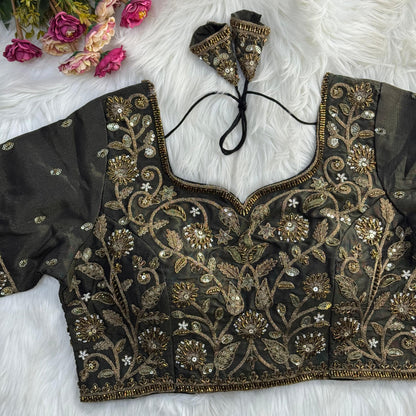 Heavy Embroidered Bridal Blouse with Star and Bead Copper Work
