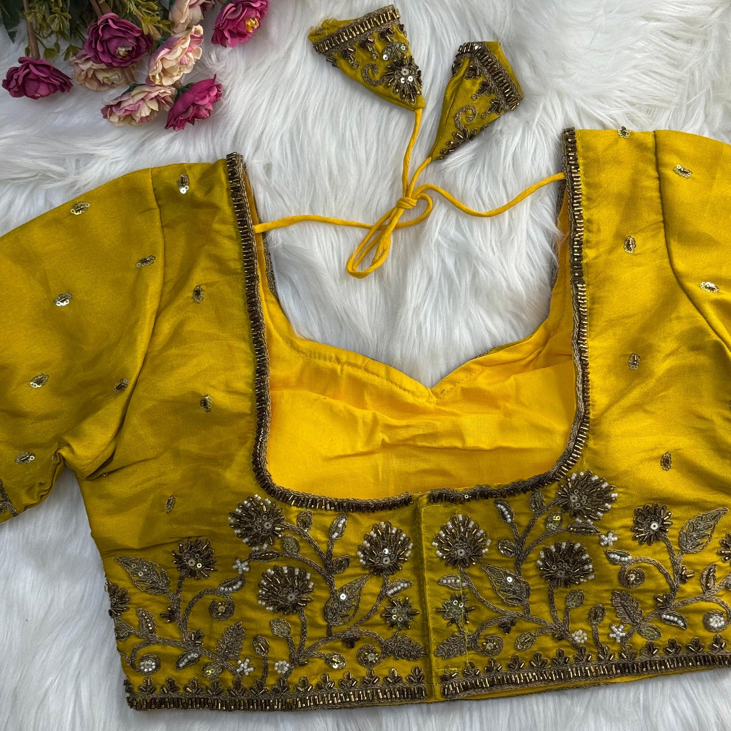 Heavy Embroidered Bridal Blouse with Star and Bead Copper Work