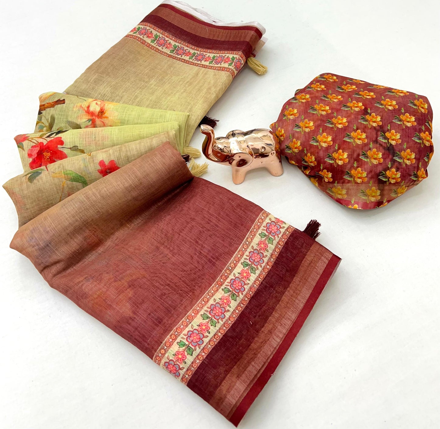 Kalamkari Linen Saree for Women | Soft Lightweight Linen with All-Over Batik Print | Digital Kalamkari Blouse & Rich Pallu with Tassels | Premium Traditional Saree