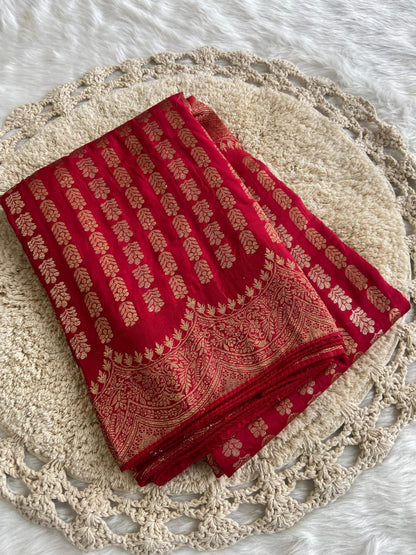 Pure Soft Russian Silk Saree – Elegant Zari Weaving with Designer Pallu & Tassels