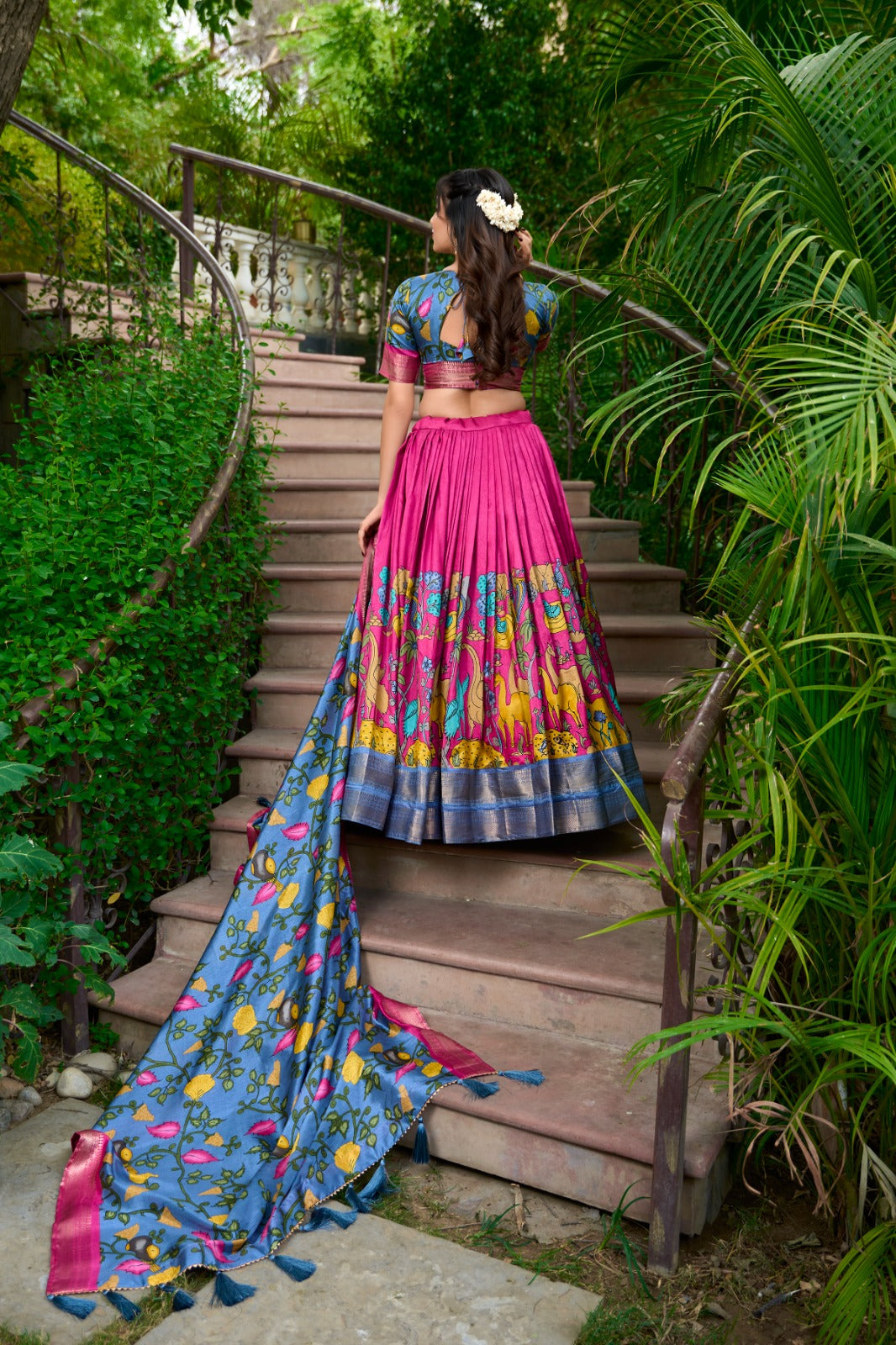 AKANKSHA Kalamkari Dola Silk Lehenga Choli Set