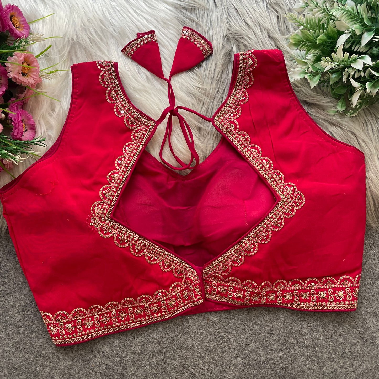 Heavy Embroidery & Sequence Work Pure Roman Silk Blouse