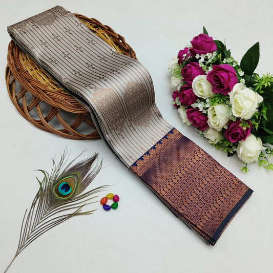 Silk Bridal Saree – 3D Embossed Weaving, Rose Gold Zari, Rich Pallu & Contrast Blouse | Premium Lightweight Wedding Saree