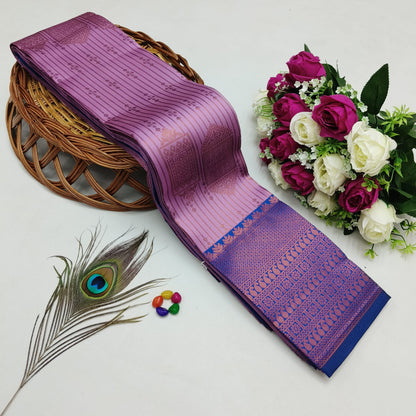 Silk Bridal Saree – 3D Embossed Weaving, Rose Gold Zari, Rich Pallu & Contrast Blouse | Premium Lightweight Wedding Saree