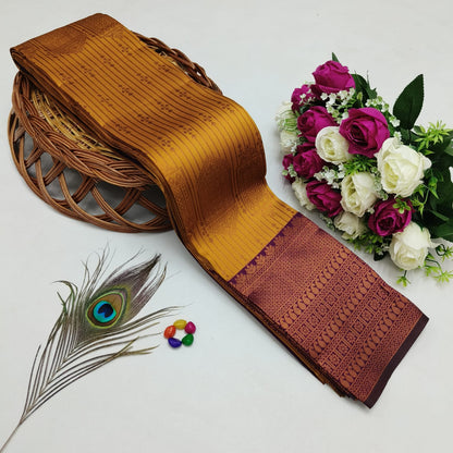 Silk Bridal Saree – 3D Embossed Weaving, Rose Gold Zari, Rich Pallu & Contrast Blouse | Premium Lightweight Wedding Saree