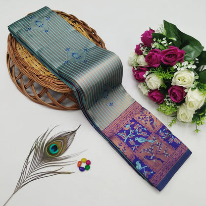 Silk Bridal Saree – 3D Embossed Weaving, Rose Gold Zari, Rich Pallu & Contrast Blouse | Premium Lightweight Wedding Saree