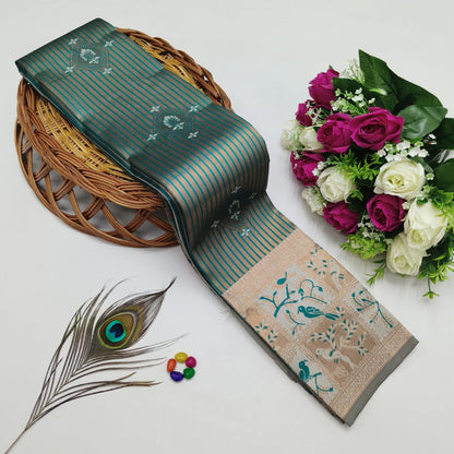 Silk Bridal Saree – 3D Embossed Weaving, Rose Gold Zari, Rich Pallu & Contrast Blouse | Premium Lightweight Wedding Saree