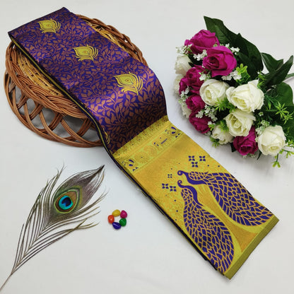 Silk Bridal Saree – 3D Embossed Weaving, Rose Gold Zari, Rich Pallu & Contrast Blouse | Premium Lightweight Wedding Saree