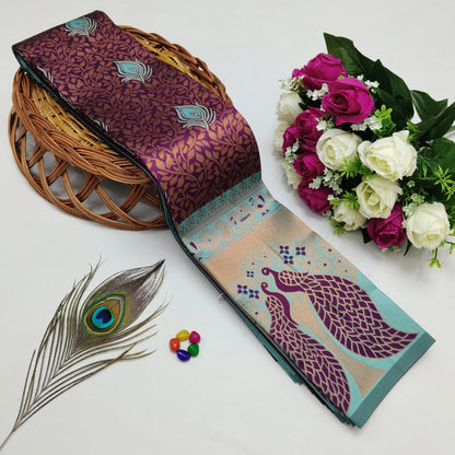 Silk Bridal Saree – 3D Embossed Weaving, Rose Gold Zari, Rich Pallu & Contrast Blouse | Premium Lightweight Wedding Saree