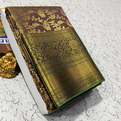 Elite Bridal Pick & Pick Fancy Silk Saree for Women | Samuthrika & Vasthrakala Style Wedding Saree | Rich Contrast Pallu with Running Blouse | Gold, Silver & Copper Zari Woven (Premium Bridal Collection)