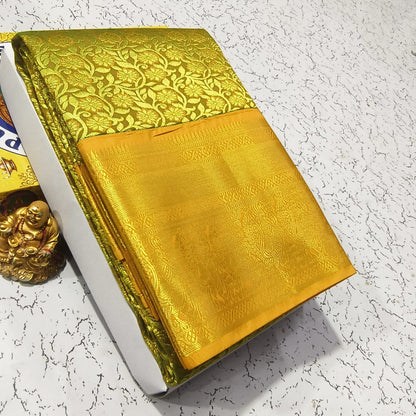 Elite Bridal Pick & Pick Fancy Silk Saree for Women | Samuthrika & Vasthrakala Style Wedding Saree | Rich Contrast Pallu with Running Blouse | Gold, Silver & Copper Zari Woven (Premium Bridal Collection)