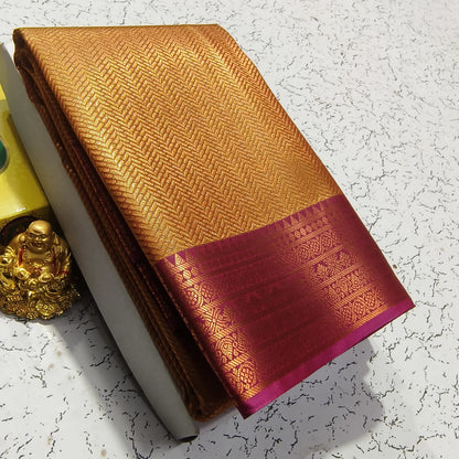 Elite Bridal Pick & Pick Fancy Silk Saree for Women | Samuthrika & Vasthrakala Style Wedding Saree | Rich Contrast Pallu with Running Blouse | Gold, Silver & Copper Zari Woven (Premium Bridal Collection)