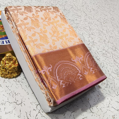 Elite Bridal Pick & Pick Fancy Silk Saree for Women | Samuthrika & Vasthrakala Style Wedding Saree | Rich Contrast Pallu with Running Blouse | Gold, Silver & Copper Zari Woven (Premium Bridal Collection)