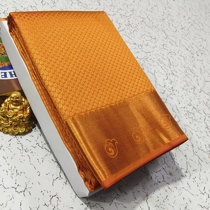 Elite Bridal Pick & Pick Fancy Silk Saree for Women | Samuthrika & Vasthrakala Style Wedding Saree | Rich Contrast Pallu with Running Blouse | Gold, Silver & Copper Zari Woven (Premium Bridal Collection)