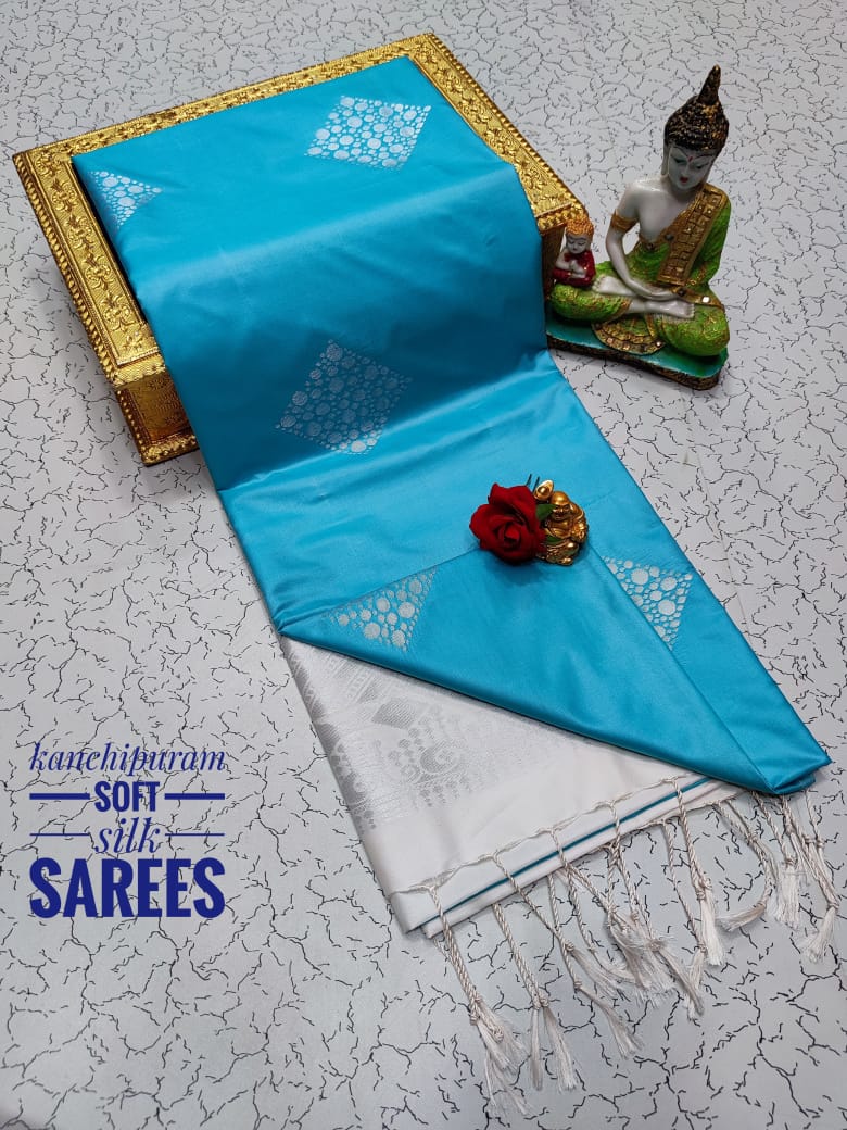 Kanchi Soft Silk Saree for Women | Copper Zari Butta Weaving with Contrast Grand Pallu & Blouse | Premium Lightweight Soft Silk Saree (Elegant Festive & Traditional Wear)
