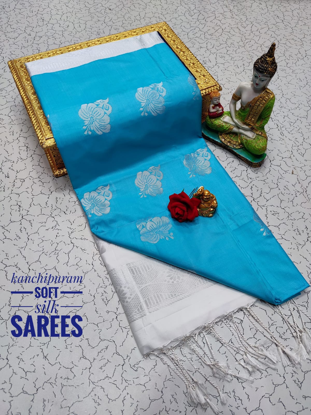 Kanchi Soft Silk Saree for Women | Copper Zari Butta Weaving with Contrast Grand Pallu & Blouse | Premium Lightweight Soft Silk Saree (Elegant Festive & Traditional Wear)