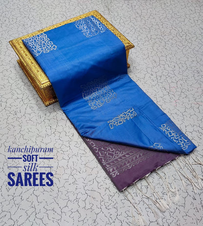 Kanchi Soft Silk Saree for Women | Copper Zari Butta Weaving with Contrast Grand Pallu & Blouse | Premium Lightweight Soft Silk Saree (Elegant Festive & Traditional Wear)