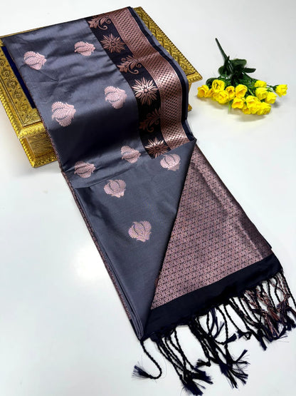 Luxury Border Pure Pattu Soft Silk Saree – 75 Dineyar Yarn Weaving with 2/2 Warp Thana Silk, Butta Work & Rich Contrast Pallu