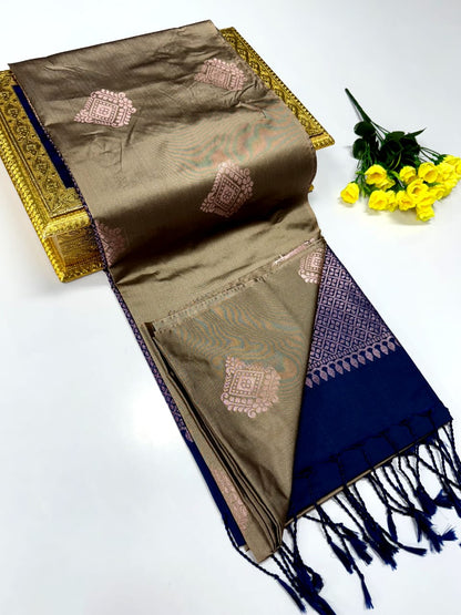 Luxury Border Pure Pattu Soft Silk Saree – 75 Dineyar Yarn Weaving with 2/2 Warp Thana Silk, Butta Work & Rich Contrast Pallu