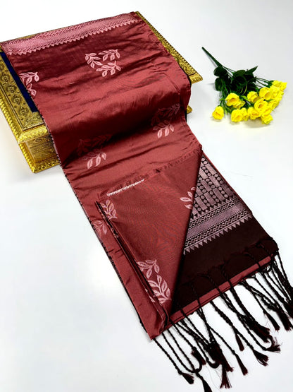 Luxury Border Pure Pattu Soft Silk Saree – 75 Dineyar Yarn Weaving with 2/2 Warp Thana Silk, Butta Work & Rich Contrast Pallu