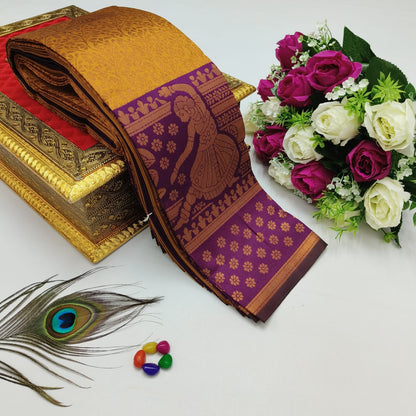 Elite Kupura Korvai Bridal Rapier Silk Saree – 3D Embossed Weaving with Rich Pallu & Contrast Blouse