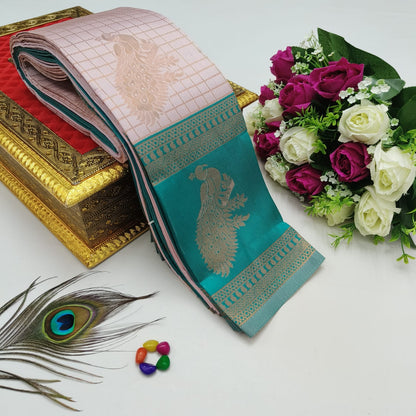 Elite Kupura Korvai Bridal Rapier Silk Saree – 3D Embossed Weaving with Rich Pallu & Contrast Blouse