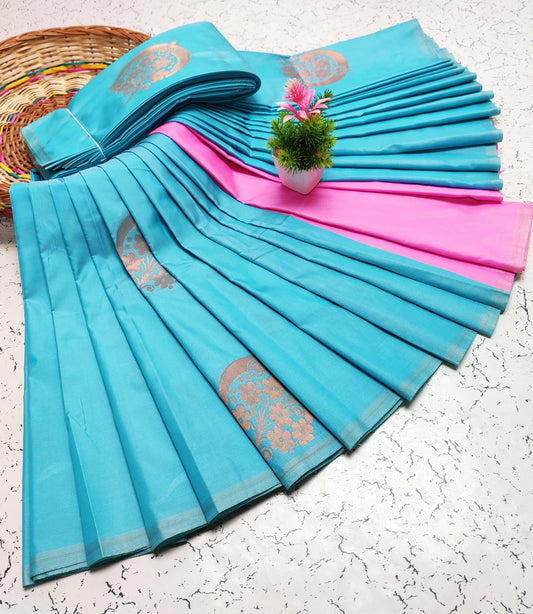 Premium Salem Elampillai Soft Silk Saree with Big Putta Work, Rich Pallu & Blouse – Lightweight