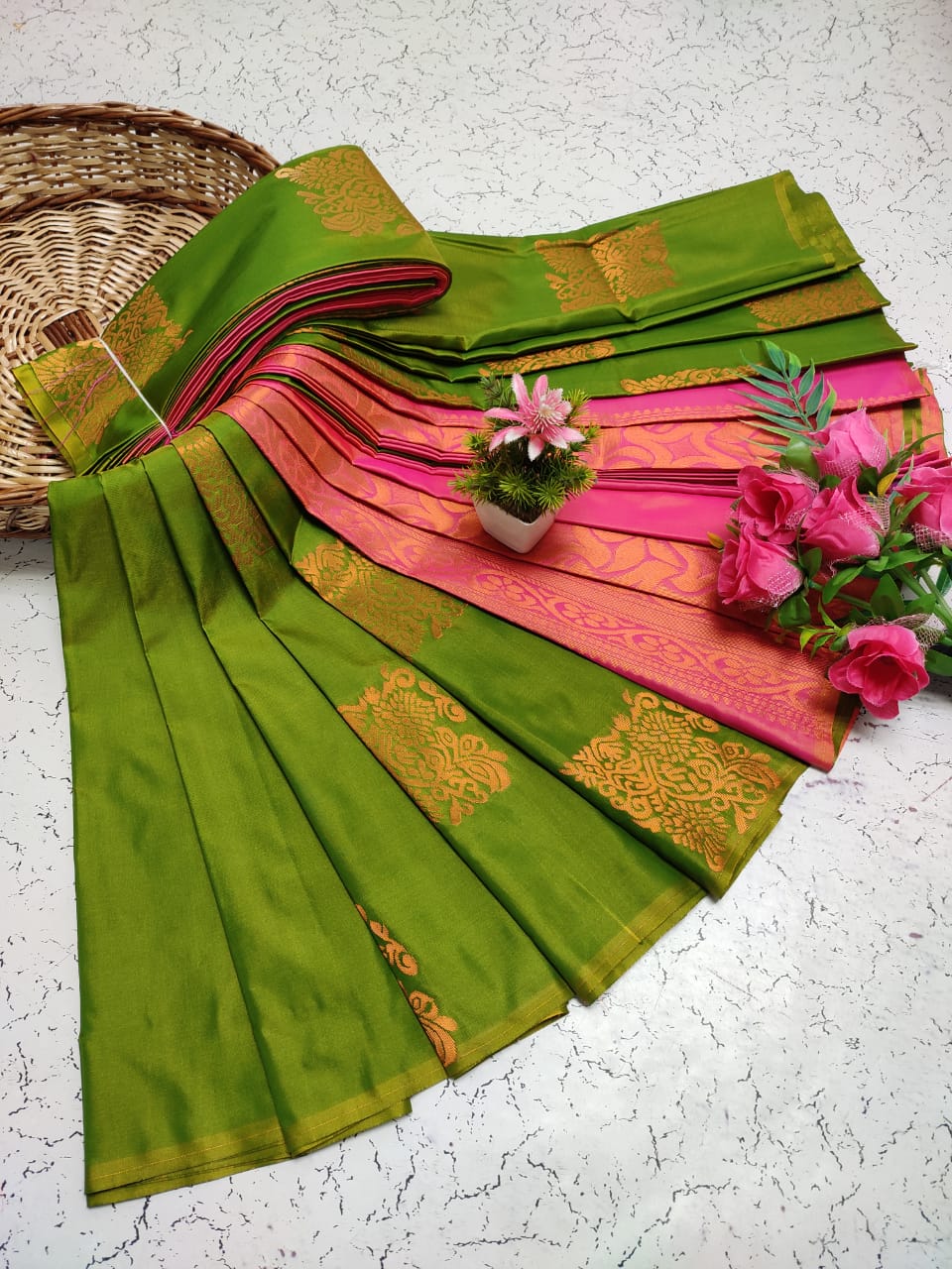 Premium Salem Elampillai Soft Silk Saree with Big Putta Work, Rich Pallu & Blouse – Lightweight