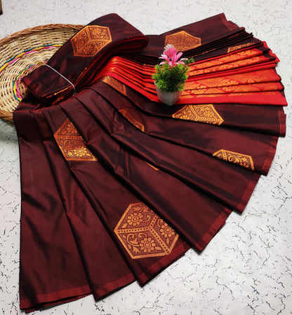 Premium Salem Elampillai Soft Silk Saree with Big Putta Work, Rich Pallu & Blouse – Lightweight