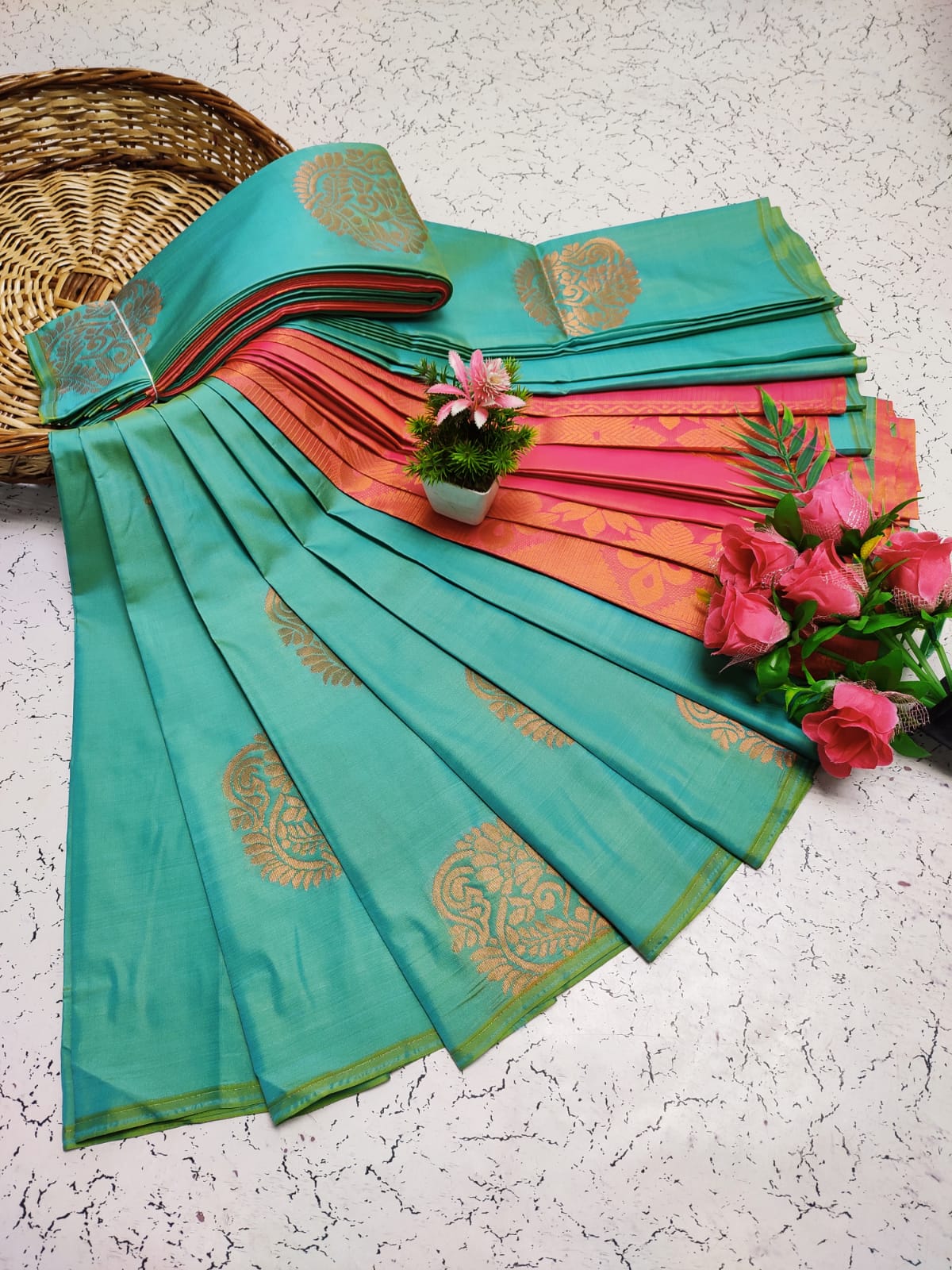 Premium Salem Elampillai Soft Silk Saree with Big Putta Work, Rich Pallu & Blouse – Lightweight