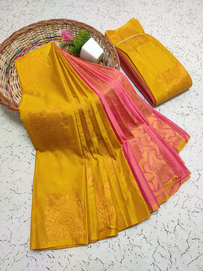 Premium Salem Elampillai Soft Silk Saree with Big Putta Work, Rich Pallu & Blouse – Lightweight