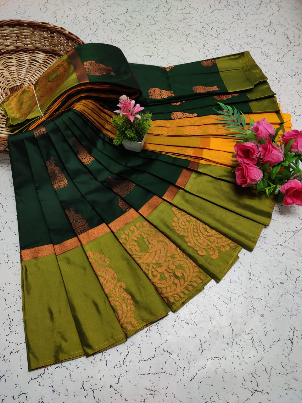 Premium Salem Elampillai Soft Silk Saree with Big Putta Work, Rich Pallu & Blouse – Lightweight