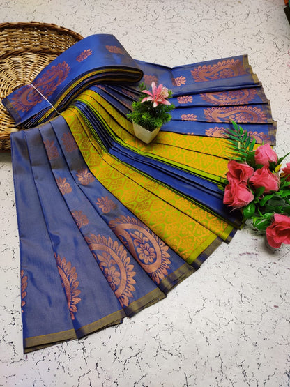 Premium Salem Elampillai Soft Silk Saree with Big Putta Work, Rich Pallu & Blouse – Lightweight