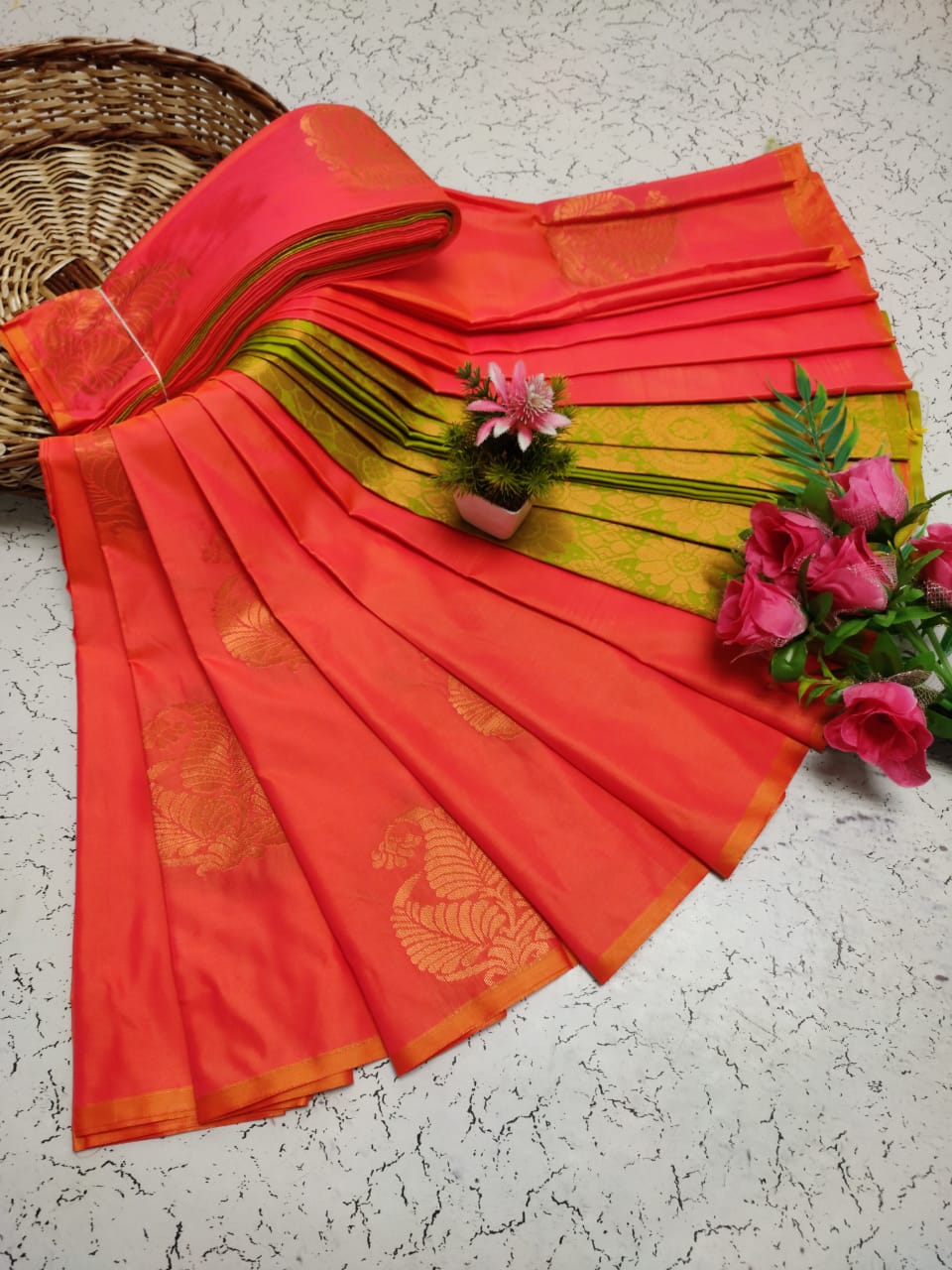 Premium Salem Elampillai Soft Silk Saree with Big Putta Work, Rich Pallu & Blouse – Lightweight