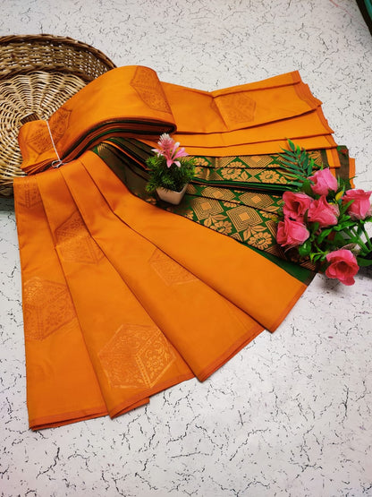 Premium Salem Elampillai Soft Silk Saree with Big Putta Work, Rich Pallu & Blouse – Lightweight