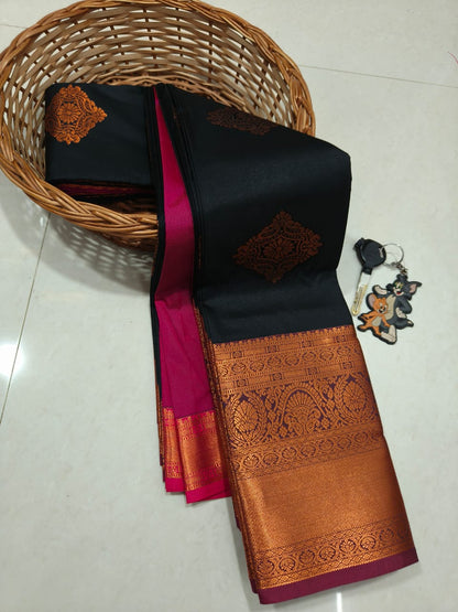 Arani Special TANA Soft Silk Saree for Women | Lightweight Traditional Saree with Grand Motif Design, Contrast Pallu & Blouse | Premium Quality Handloom Soft Silk (Festive & Wedding Wear)