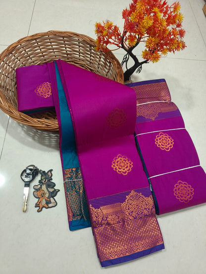 Arani Special TANA Soft Silk Saree for Women | Lightweight Traditional Saree with Grand Motif Design, Contrast Pallu & Blouse | Premium Quality Handloom Soft Silk (Festive & Wedding Wear)