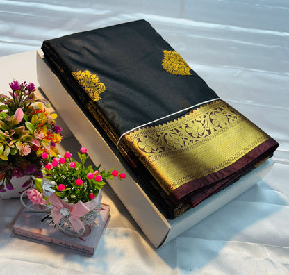 Luxury Border Pure Silky Soft Saree – 75 Dineyar Yarn Weaving with Double Warp Thana Silk, All-Over Butta Work & Rich Pallu