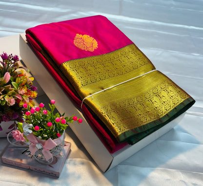 Luxury Border Pure Silky Soft Saree – 75 Dineyar Yarn Weaving with Double Warp Thana Silk, All-Over Butta Work & Rich Pallu