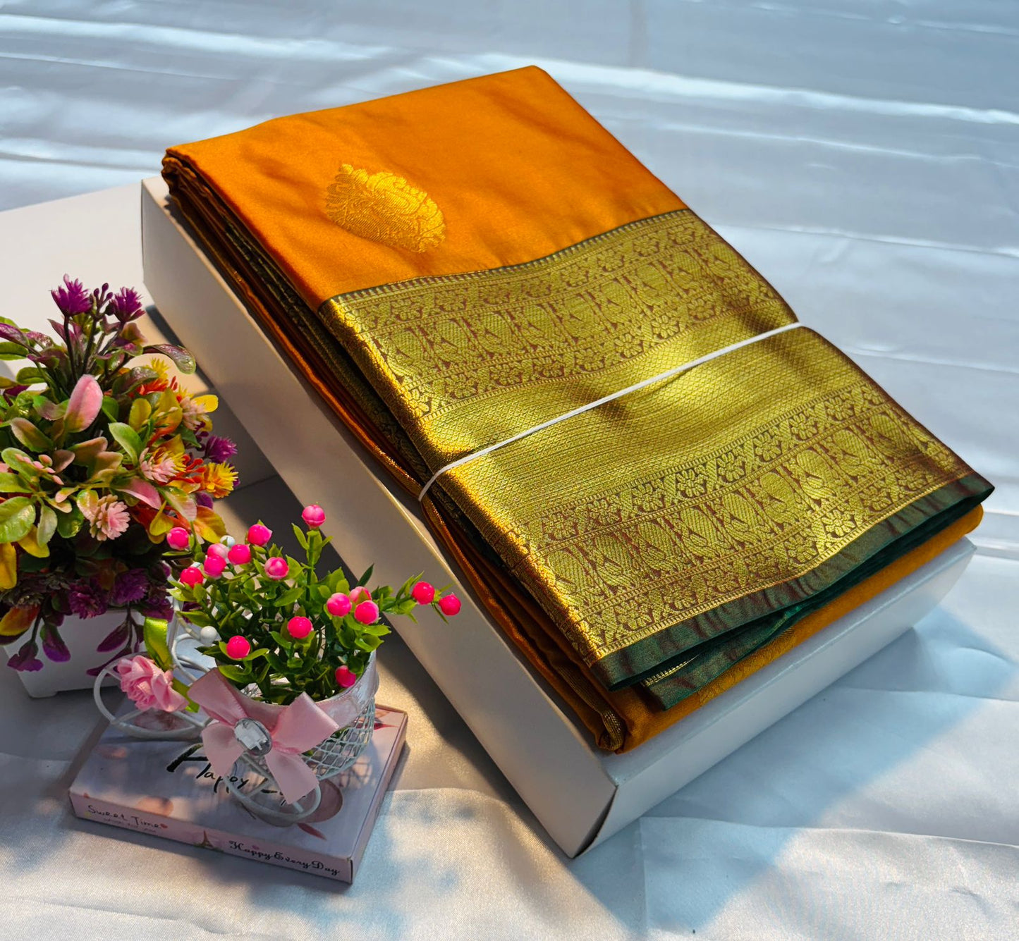 Luxury Border Pure Silky Soft Saree – 75 Dineyar Yarn Weaving with Double Warp Thana Silk, All-Over Butta Work & Rich Pallu