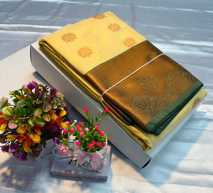 Luxury Border Pure Silky Soft Saree – 75 Dineyar Yarn Weaving with Double Warp Thana Silk, All-Over Butta Work & Rich Pallu