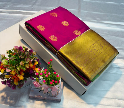 Luxury Border Pure Silky Soft Saree – 75 Dineyar Yarn Weaving with Double Warp Thana Silk, All-Over Butta Work & Rich Pallu